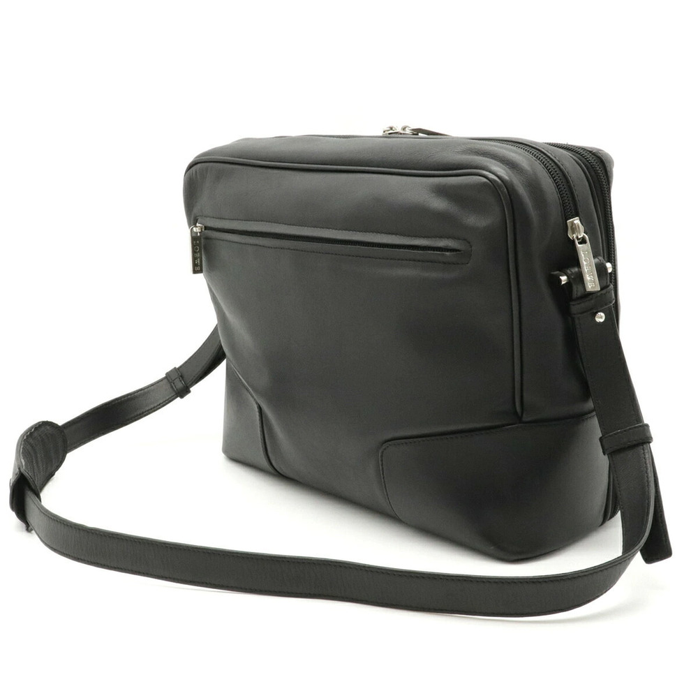Loewe Anagram Black Leather Messenger Crossbody Black
